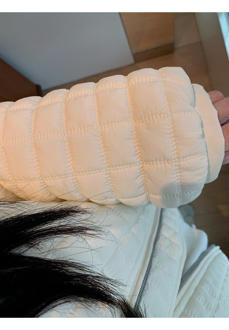 버블 푸 링 그리드 아래 면화 의류 가을 겨울 격자무늬 쇼트 스타일 작은 키 패션 얇고 가벼운 면 옷 솜을 넣은 루즈핏 여성 코트 상세 이미지 51