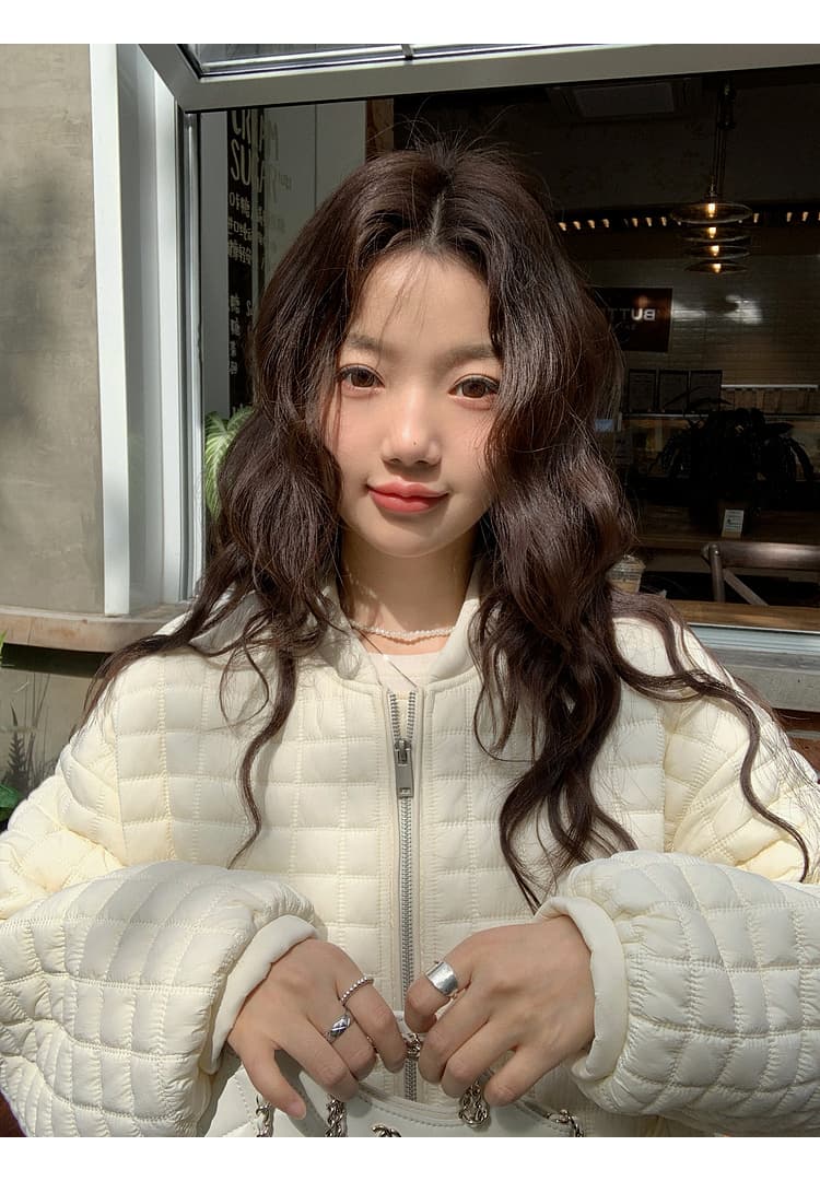 버블 푸 링 그리드 아래 면화 의류 가을 겨울 격자무늬 쇼트 스타일 작은 키 패션 얇고 가벼운 면 옷 솜을 넣은 루즈핏 여성 코트 상세 이미지 52