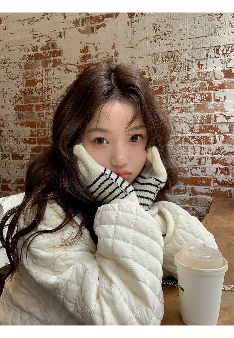 버블 푸 링 그리드 아래 면화 의류 가을 겨울 격자무늬 쇼트 스타일 작은 키 패션 얇고 가벼운 면 옷 솜을 넣은 루즈핏 여성 코트 상세 이미지 57