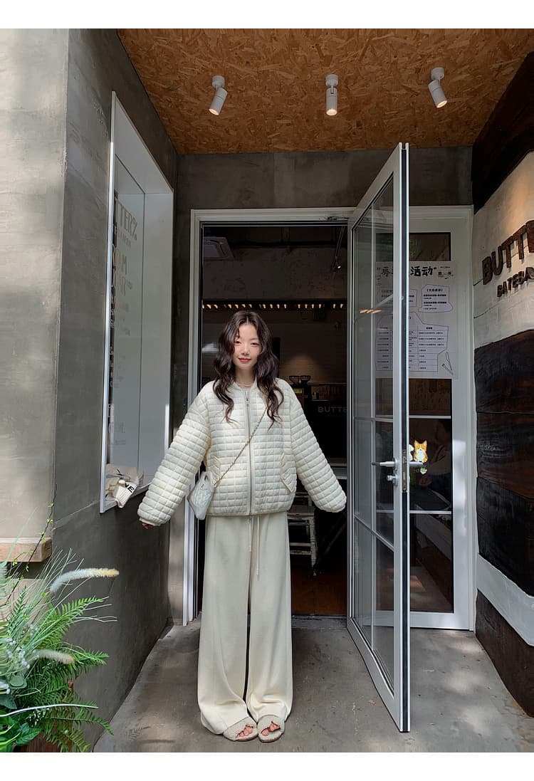 버블 푸 링 그리드 아래 면화 의류 가을 겨울 격자무늬 쇼트 스타일 작은 키 패션 얇고 가벼운 면 옷 솜을 넣은 루즈핏 여성 코트 상세 이미지 59