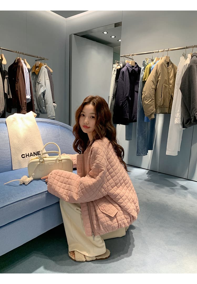 버블 푸 링 그리드 아래 면화 의류 가을 겨울 격자무늬 쇼트 스타일 작은 키 패션 얇고 가벼운 면 옷 솜을 넣은 루즈핏 여성 코트 상세 이미지 64
