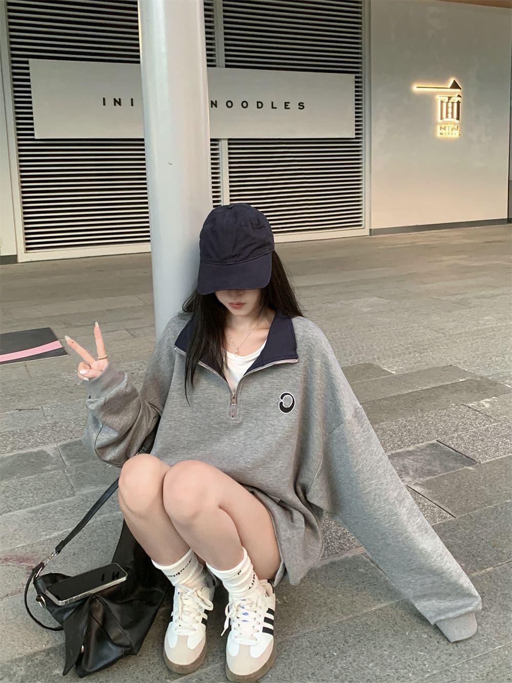 실사 후아 면 복합 얇은 스타일 털이 있는 POLO 칼라 지퍼 후드티 여성 배색 자수 상세 이미지 15