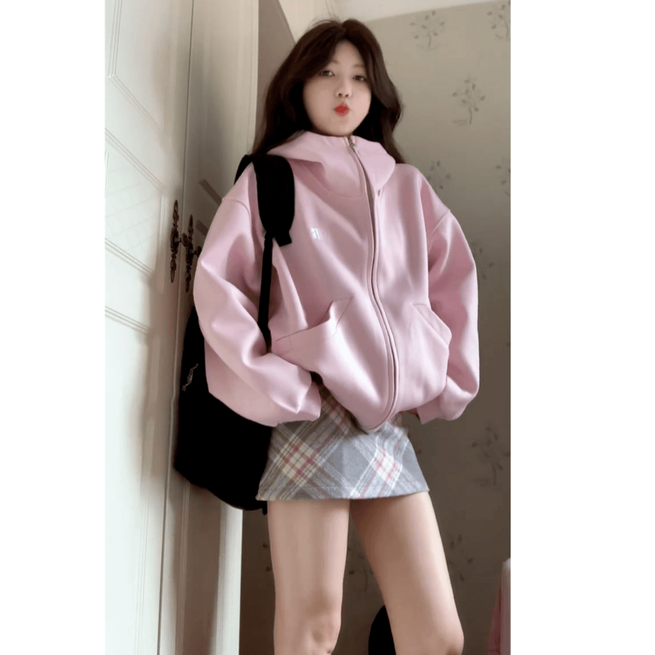 순면 조기 가을 oversize 후드티 트렌디 ins 여성 봄 가을 2026 새로운 가을 겨울 의류 오픈 가디건 후드 재킷