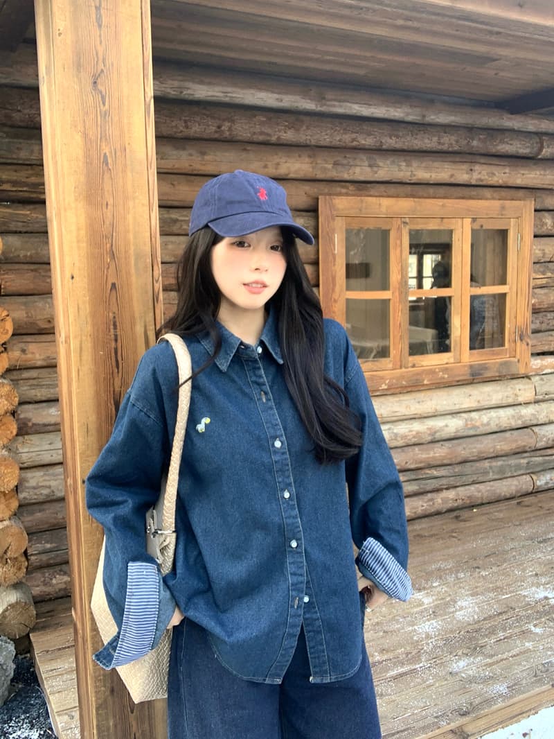 한 부서 레트로 패션 Chic 데님 셔츠 캐주얼 루즈핏 폴로 칼라 맨위 재킷 2026 봄 가을 새로운 여성 의류 상세 이미지 9