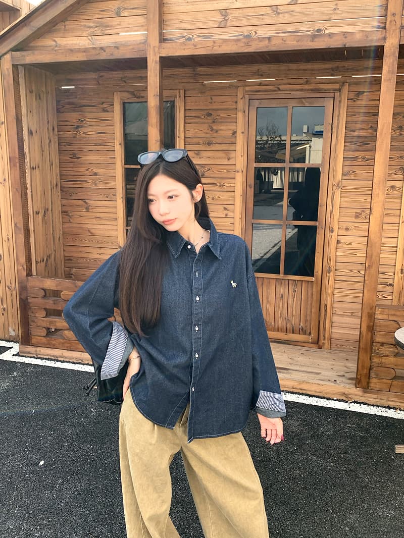 한 부서 레트로 패션 Chic 데님 셔츠 캐주얼 루즈핏 폴로 칼라 맨위 재킷 2026 봄 가을 새로운 여성 의류 상세 이미지 20