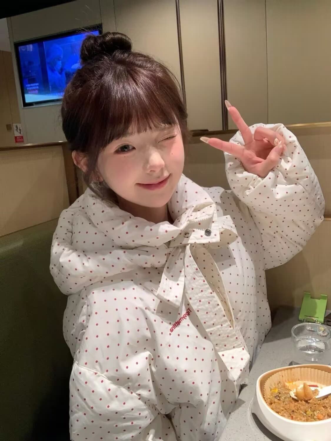 일본식 학원 스타일 색상 도트 무늬 후드 면 의류 여성 코트 겨울 새로운 두꺼운 보온 패딩 재킷 면 옷 상세 이미지 20