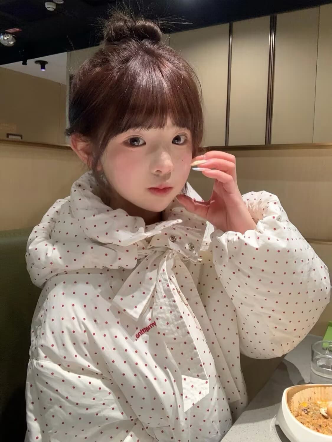 일본식 학원 스타일 색상 도트 무늬 후드 면 의류 여성 코트 겨울 새로운 두꺼운 보온 패딩 재킷 면 옷 상세 이미지 28