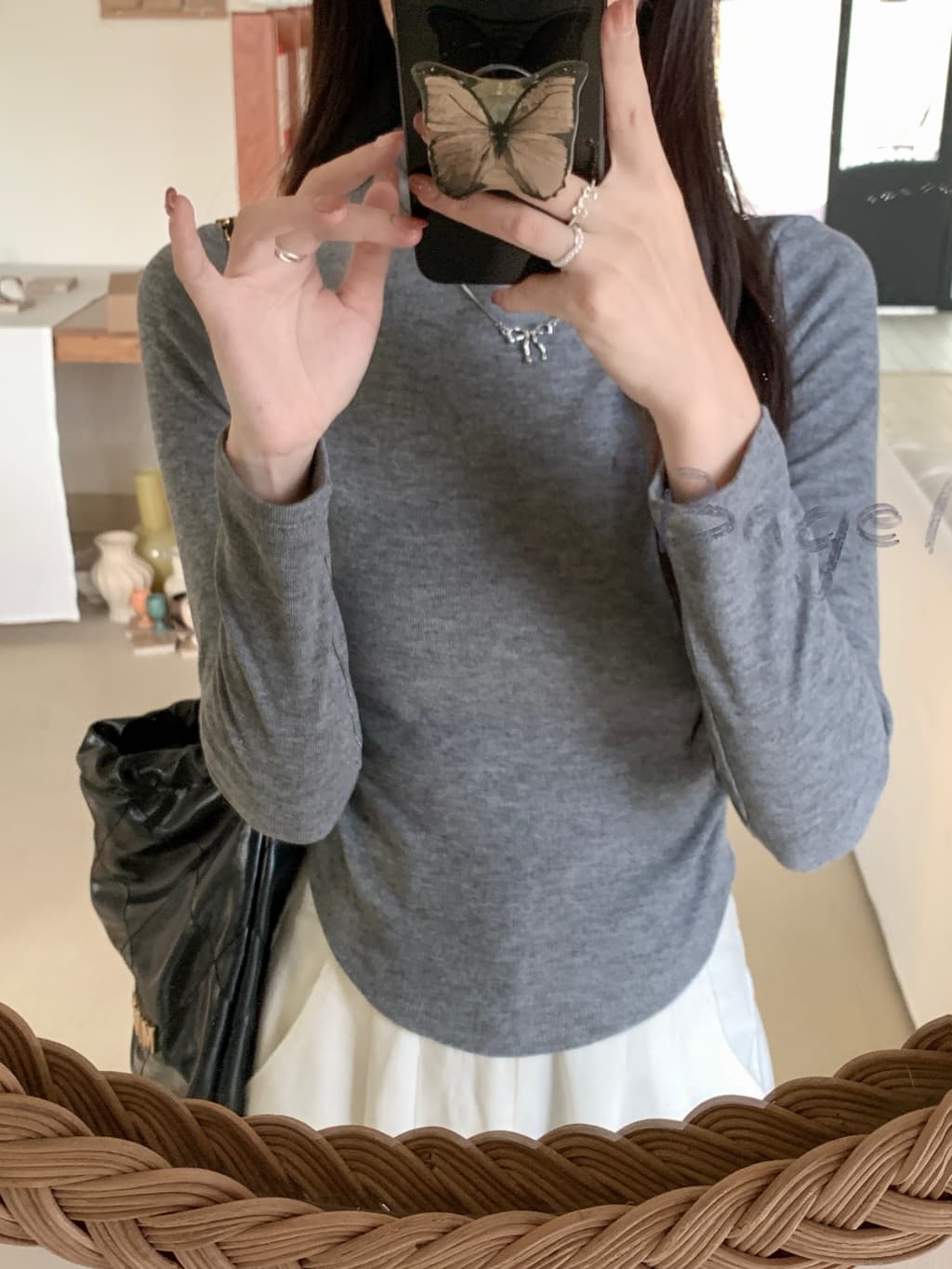 실사 양 플러시 280g 가을 겨울 의류 반하이넥 기본 셔츠 여성 몸매 가꾸기 긴팔 티셔츠 여성 상세 이미지 12
