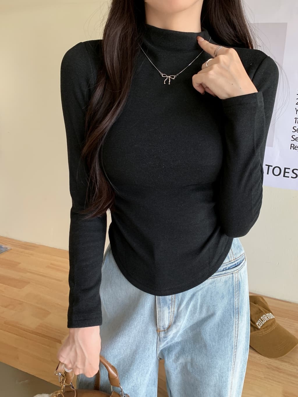 실사 양 플러시 280g 가을 겨울 의류 반하이넥 기본 셔츠 여성 몸매 가꾸기 긴팔 티셔츠 여성 상세 이미지 20