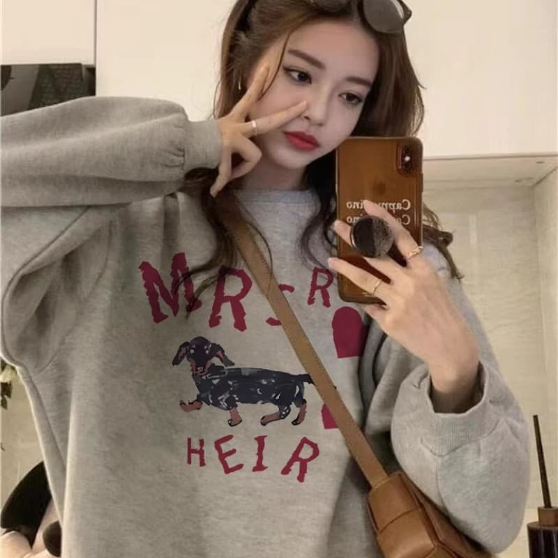 얇은 스타일 털이 있고 두꺼운 높음 거리 아메리칸 라운드 넥 후드티 여성 가을 겨울 조수 브랜드 oversize 작은 대중 재킷 후드티 이미지 5