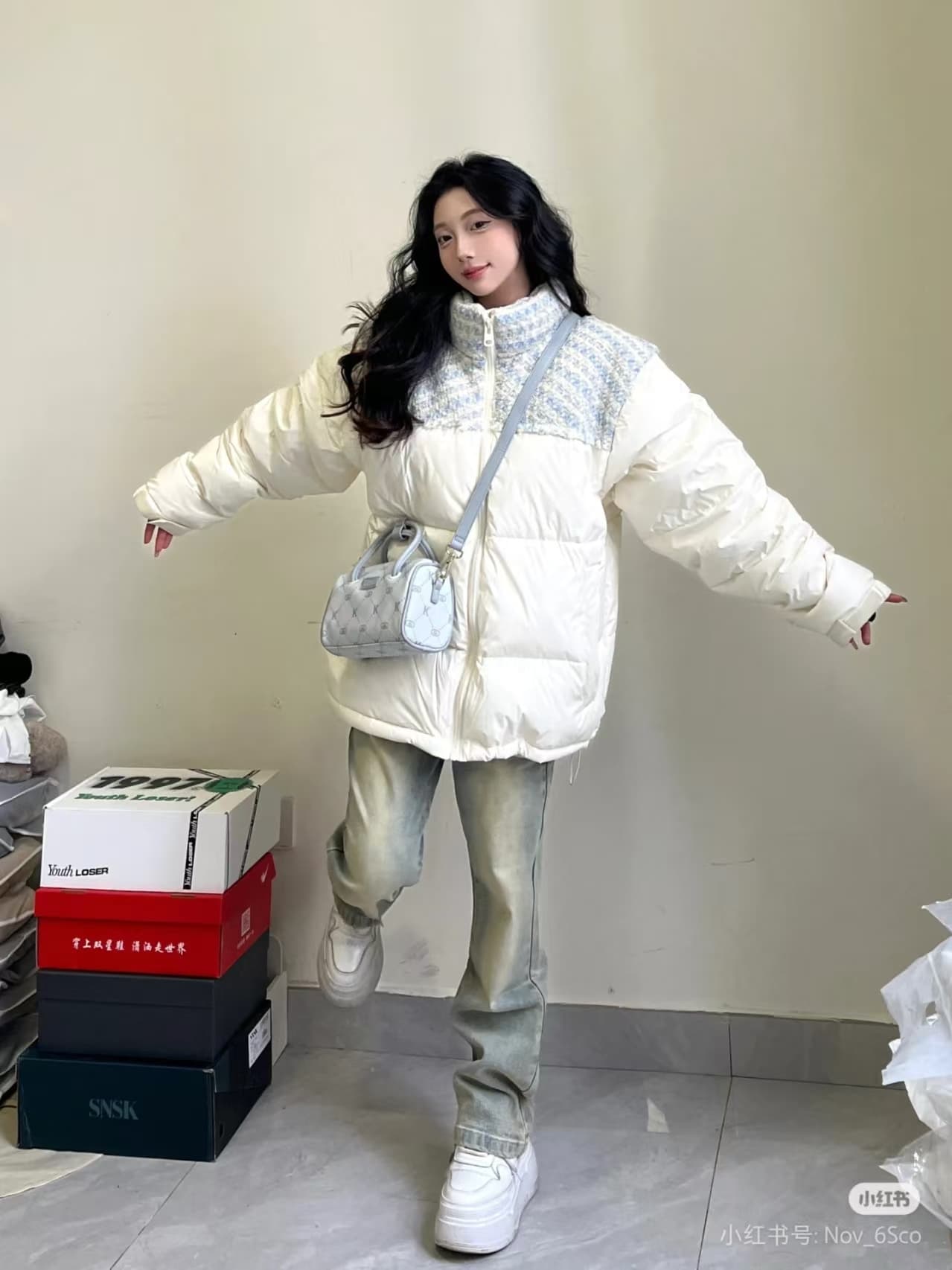 국가 조수 브랜드 작은 샤넬 스타일 패치워크 다운 재킷 여성 2026 겨울 새로운 고급 센스 커플 보온 면 의류 면 옷 여성 상세 이미지 9