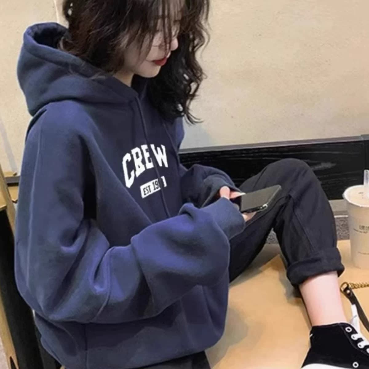 2026 새로운 가을 겨울철 후드 oversize 후드티 여성 ins 한국 스타일 루즈핏 bf 작은 대중 운동 재킷 트렌디