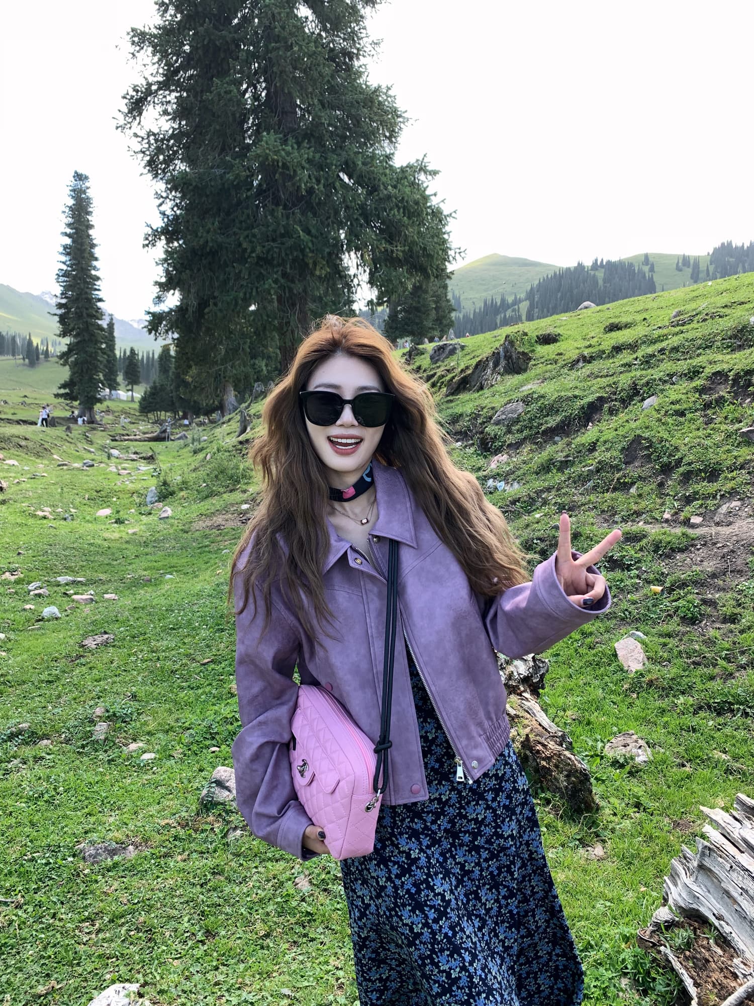 자이언트 잘 생긴 추안 웨스트 신강 운남 초원 여행 도파민 보라색 가죽 재킷 여성 코트 이른 가을 분위기 센스 착용 가져 가라. 상세 이미지 8