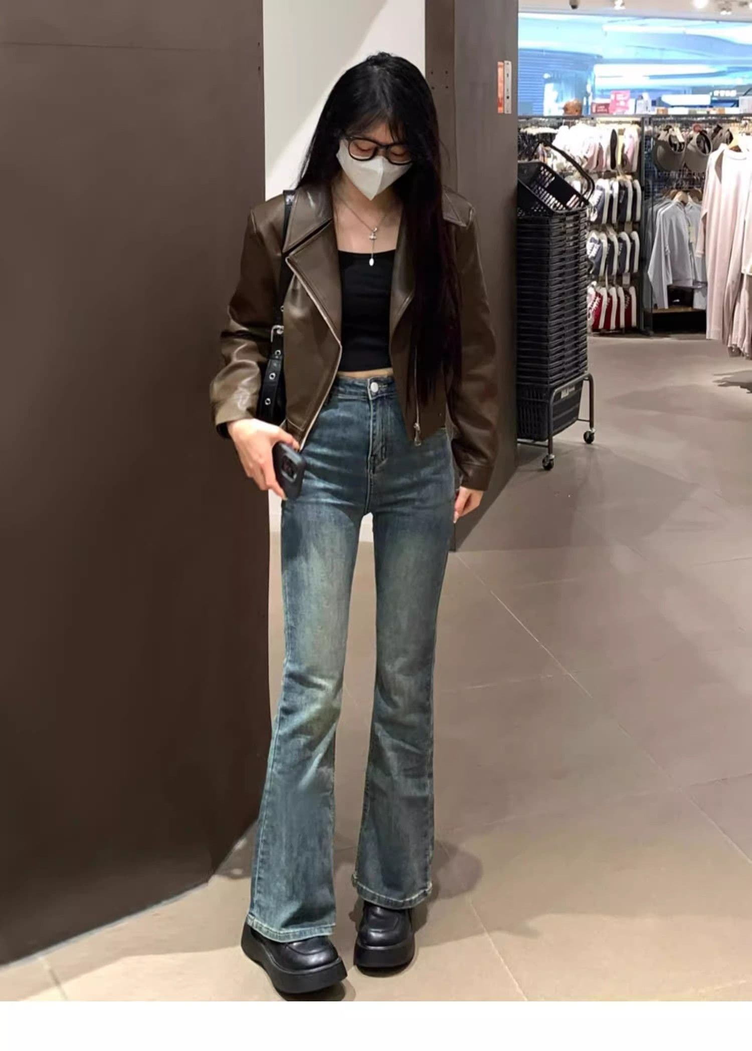 검정색 가죽 재킷 재킷 여성 짧은 작은 키 2026 가을 겨울철 레트로 오토바이 서비스 항구 바람 품격 pu 가죽 자켓 상세 이미지 14