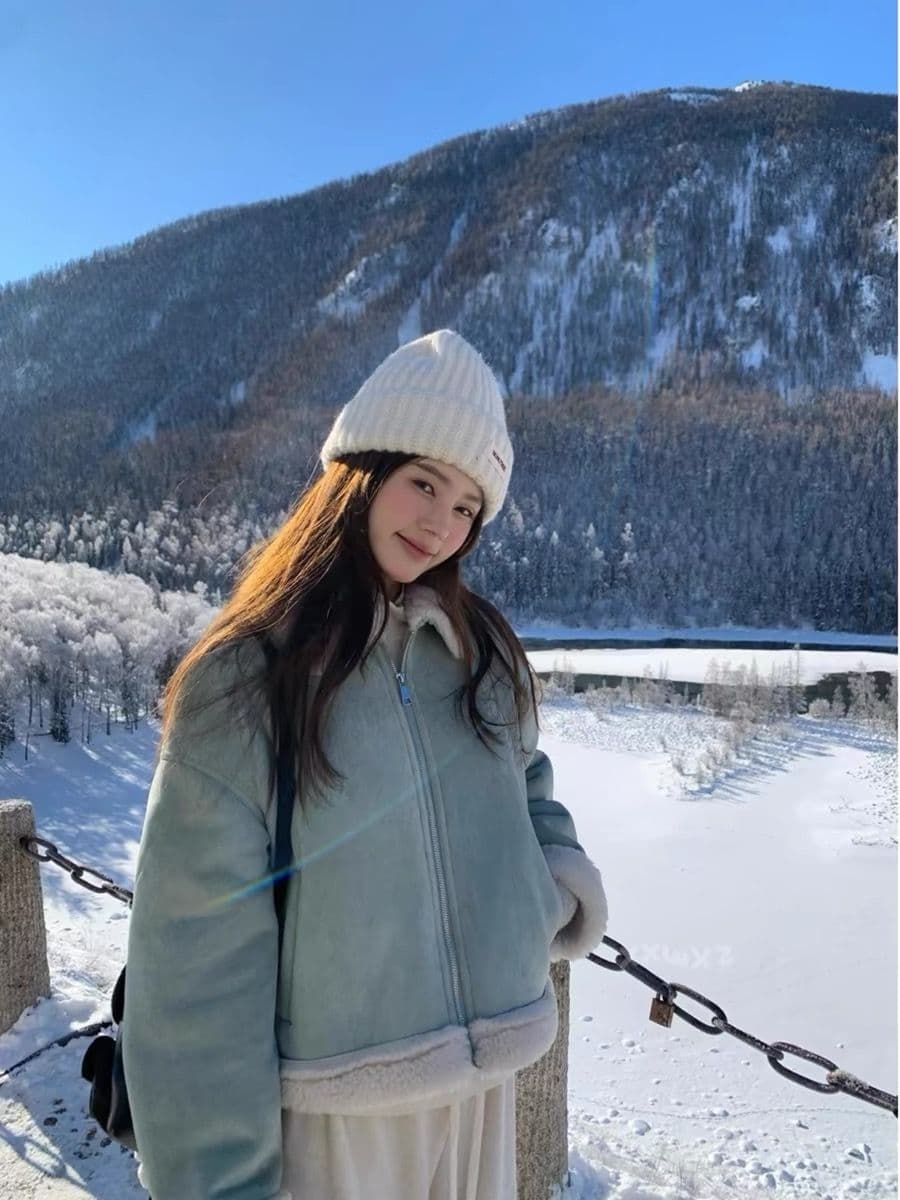 550 그램 사슴 캐시미어 복합 양 타조 울 폴로 칼라 여성 코트 겨울 두꺼운 피모 하나 보온 재킷 여성 상세 이미지 14