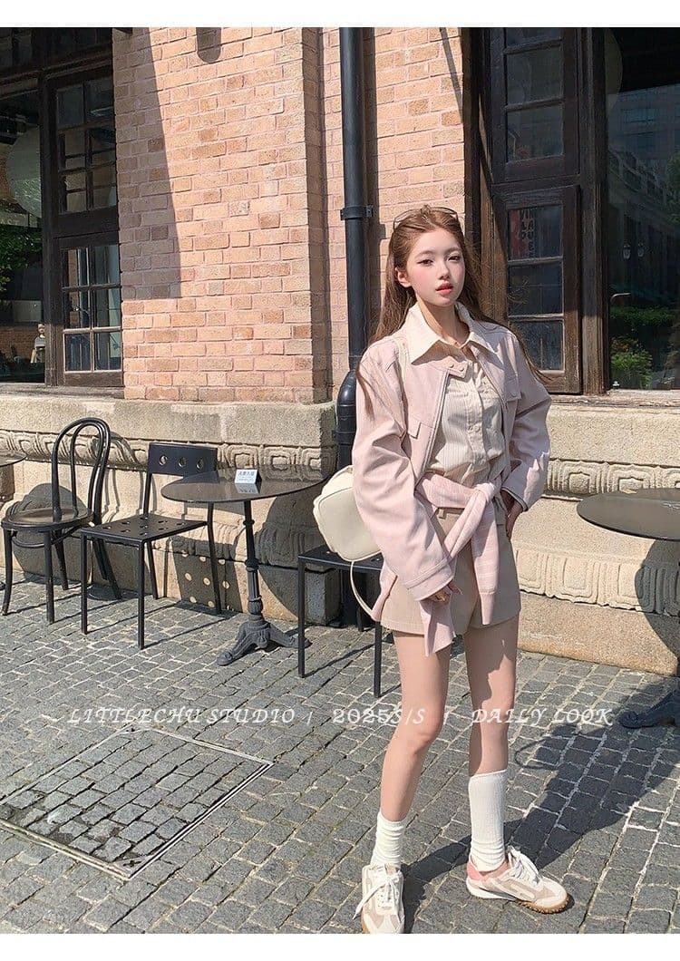 두꺼운 원본 없음 제인 레트로 라운드 넥 스웨이드 재킷 여성 코트 가을 한 부서 루즈핏 캐주얼 쇼트 스타일 맨위 상세 이미지 18