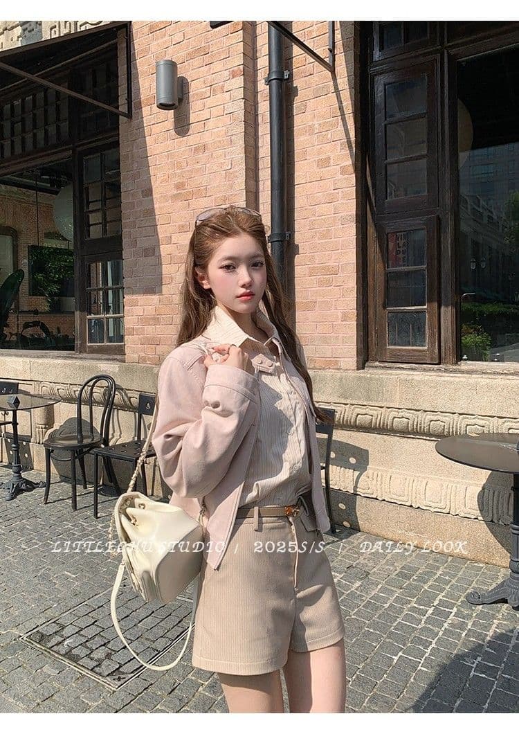 두꺼운 원본 없음 제인 레트로 라운드 넥 스웨이드 재킷 여성 코트 가을 한 부서 루즈핏 캐주얼 쇼트 스타일 맨위 상세 이미지 23