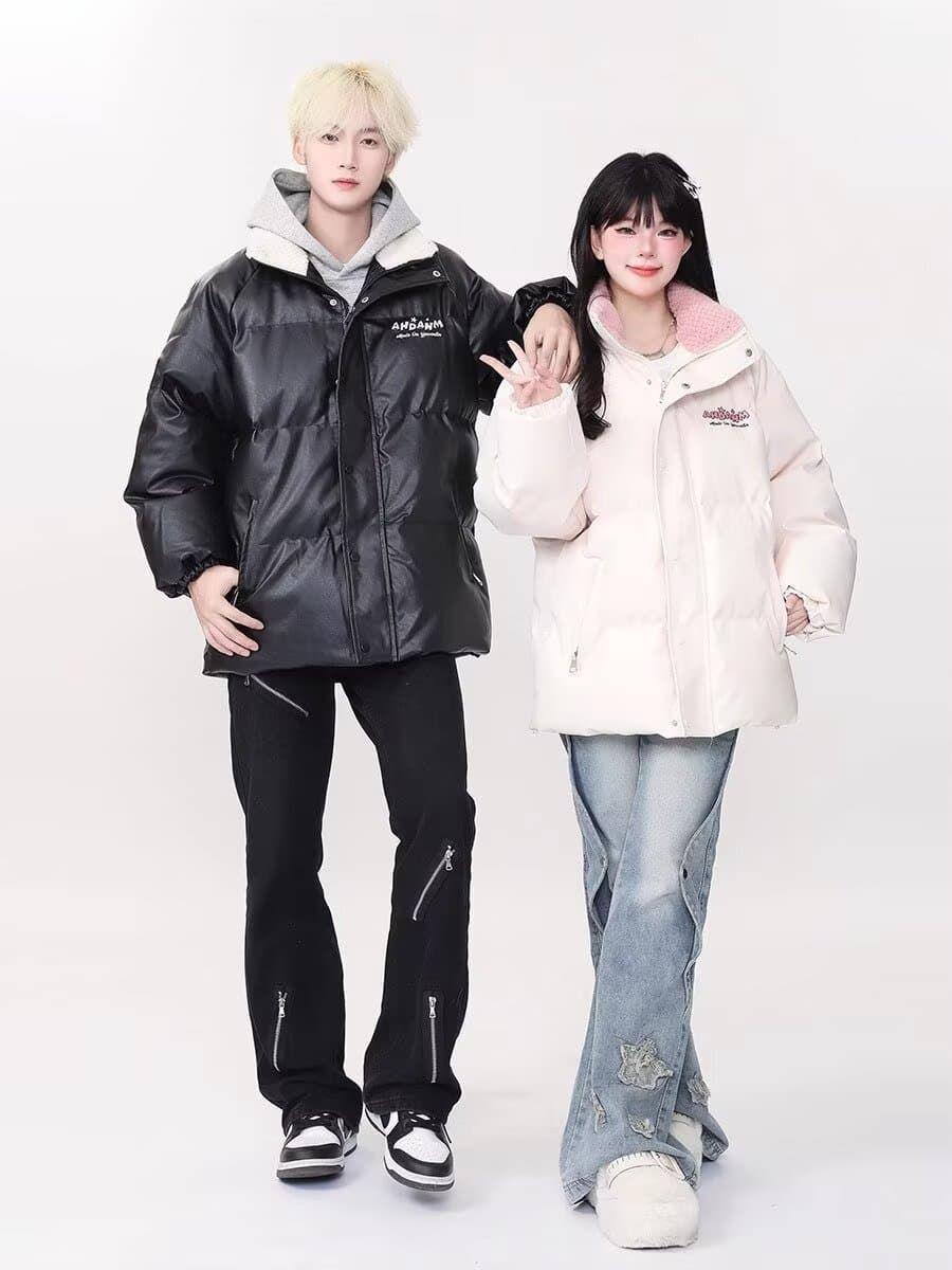 스탠드 칼라 남녀 달콤한 차가운 바람 알파벳 작은 대중 디자인 센스 면 의류 작은 대중 루즈핏 패딩 재킷 겨울 재킷 목화 진딧물 트렌디 상세 이미지 4