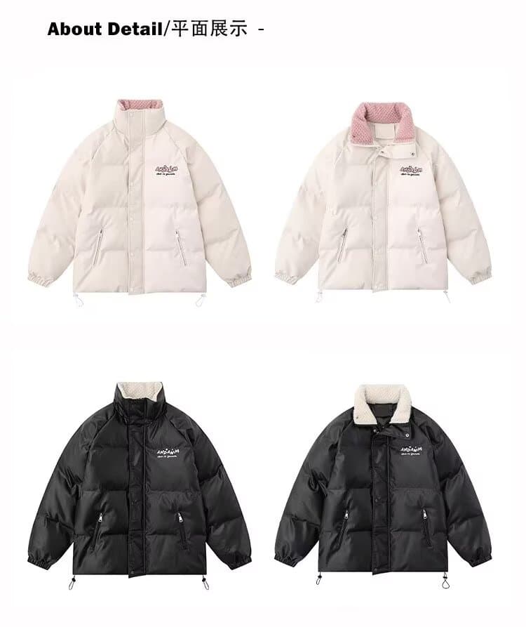 스탠드 칼라 남녀 달콤한 차가운 바람 알파벳 작은 대중 디자인 센스 면 의류 작은 대중 루즈핏 패딩 재킷 겨울 재킷 목화 진딧물 트렌디 상세 이미지 8