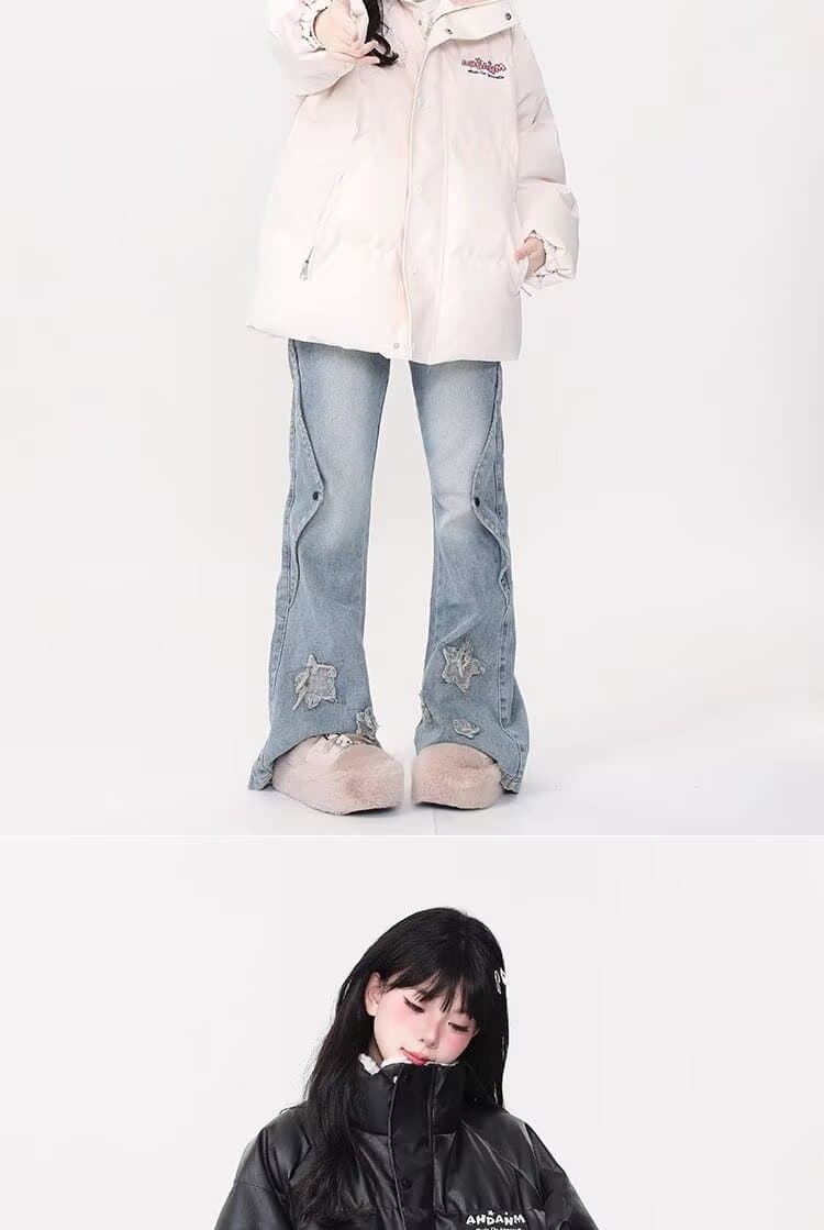 스탠드 칼라 남녀 달콤한 차가운 바람 알파벳 작은 대중 디자인 센스 면 의류 작은 대중 루즈핏 패딩 재킷 겨울 재킷 목화 진딧물 트렌디 상세 이미지 11