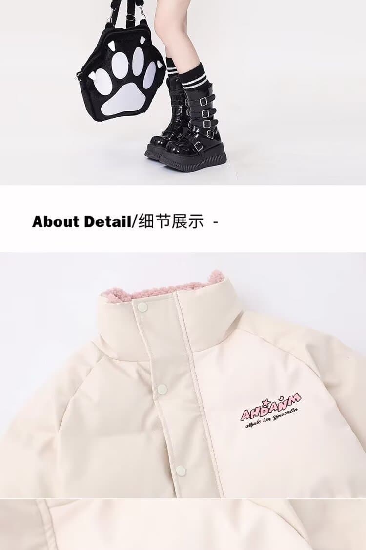 스탠드 칼라 남녀 달콤한 차가운 바람 알파벳 작은 대중 디자인 센스 면 의류 작은 대중 루즈핏 패딩 재킷 겨울 재킷 목화 진딧물 트렌디 상세 이미지 14