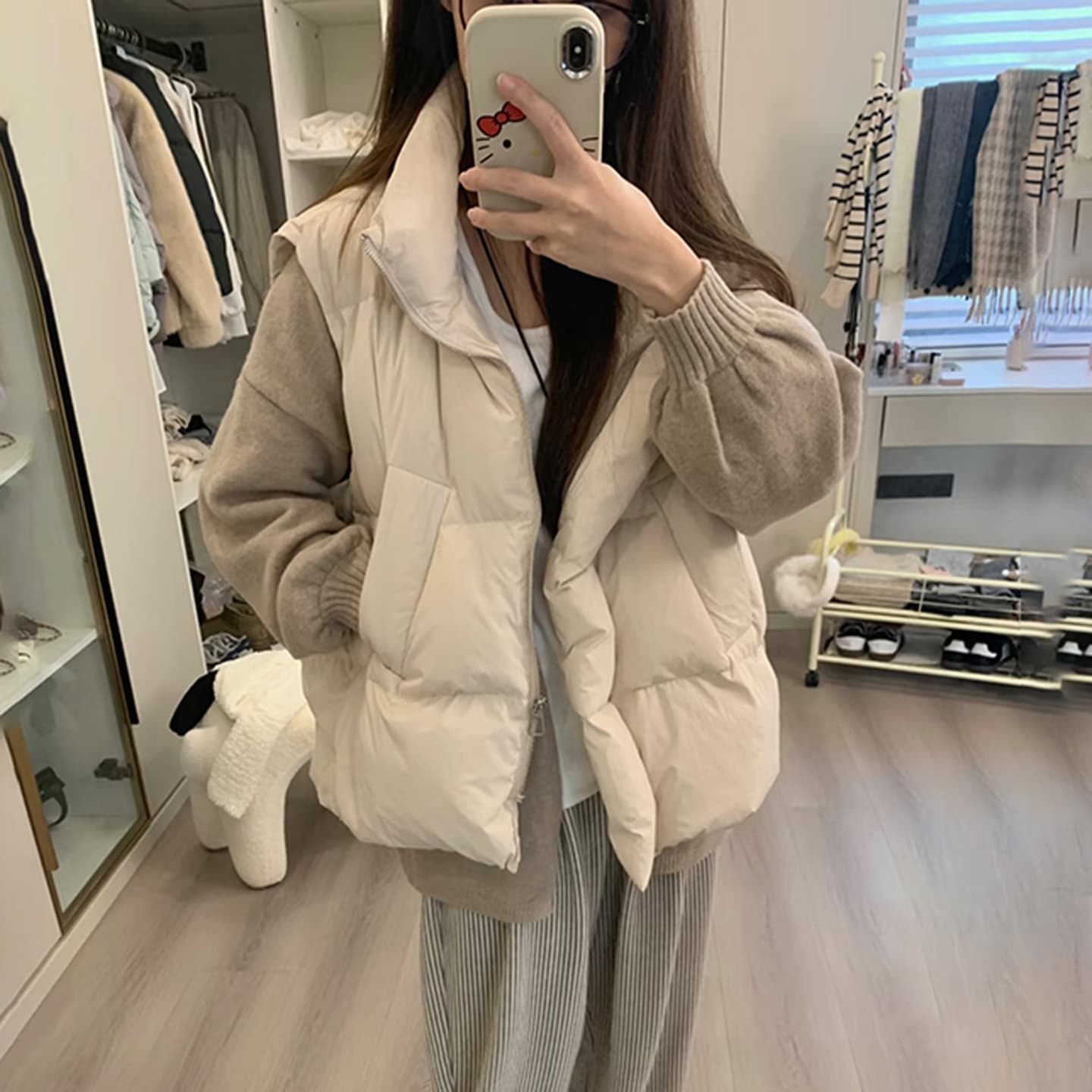 lilylikes 아래 면화 의류 작은 유럽 패키지 새로운 한국 스타일 루즈핏 스탠드 칼라 워싱 고급 빗질된 면 베스트 여성 코트