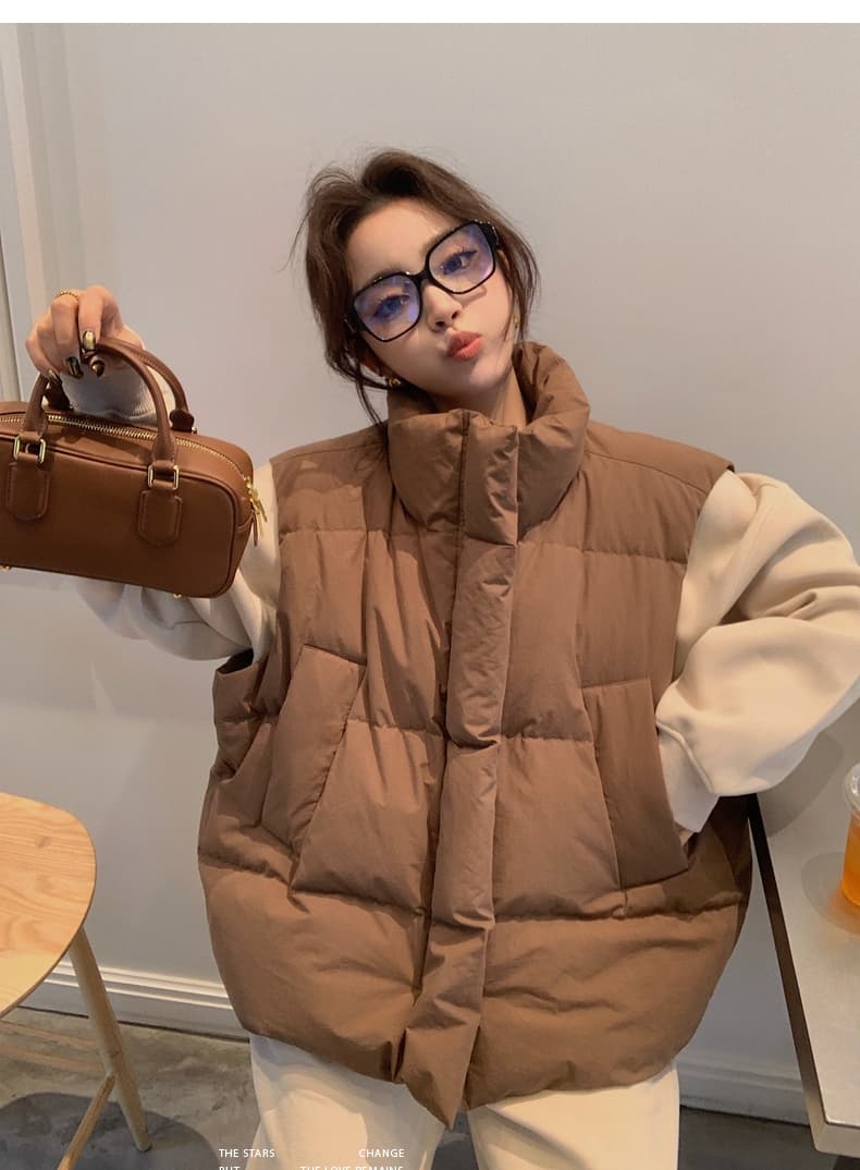 lilylikes 아래 면화 의류 작은 유럽 패키지 새로운 한국 스타일 루즈핏 스탠드 칼라 워싱 고급 빗질된 면 베스트 여성 코트 상세 이미지 34