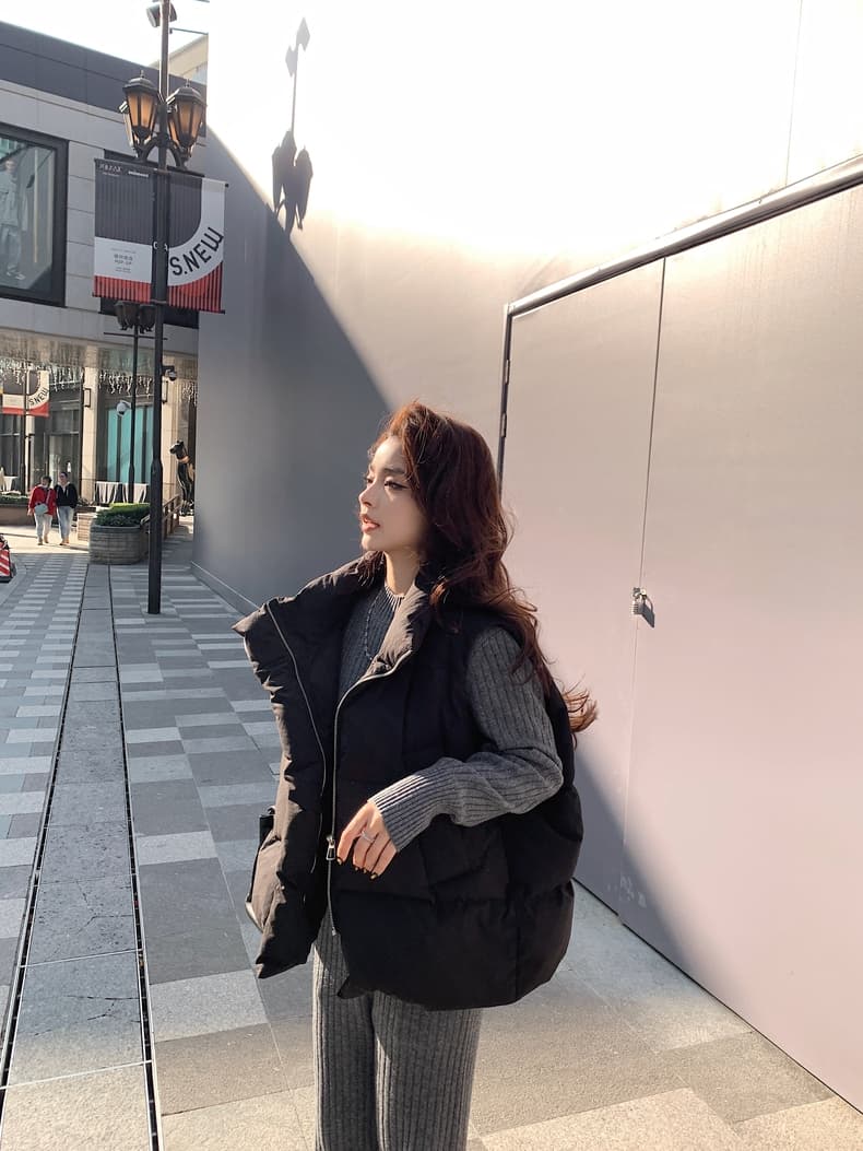 lilylikes 아래 면화 의류 작은 유럽 패키지 새로운 한국 스타일 루즈핏 스탠드 칼라 워싱 고급 빗질된 면 베스트 여성 코트 상세 이미지 35