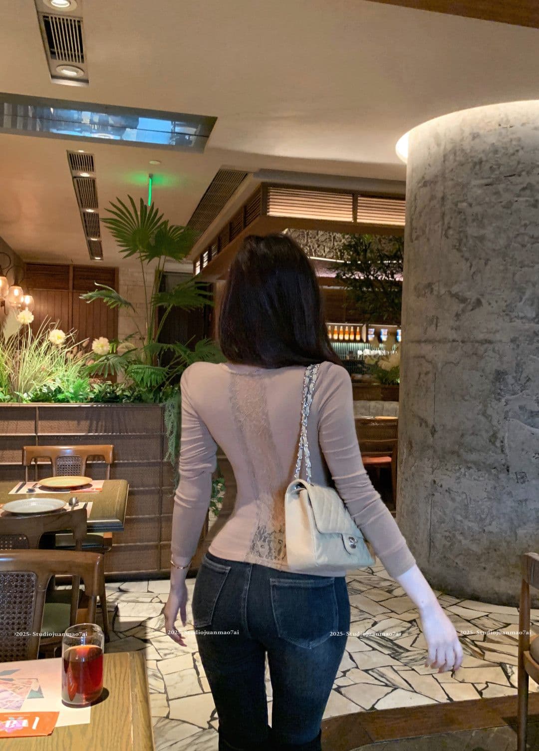 사람들 면 잡아라. 털 레이스 조각 섹시함 V넥 긴팔 티셔츠 여성 겨울 허리 수축 맨위 인사이드 가져 가라. 기본 셔츠 상세 이미지 23