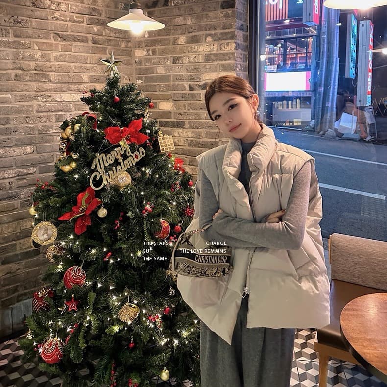 lilylikes 아래 면화 의류 작은 유럽 패키지 새로운 한국 스타일 루즈핏 스탠드 칼라 워싱 고급 빗질된 면 베스트 여성 코트