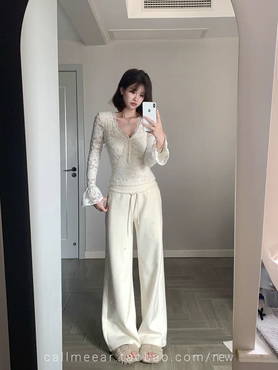 callmeear 달콤한 욕망 인자 가을 겨울 업그레이드 연삭 털 두꺼운 레이스 레이스 인사이드 가져 가라. 만나는 맨위 상세 이미지 4