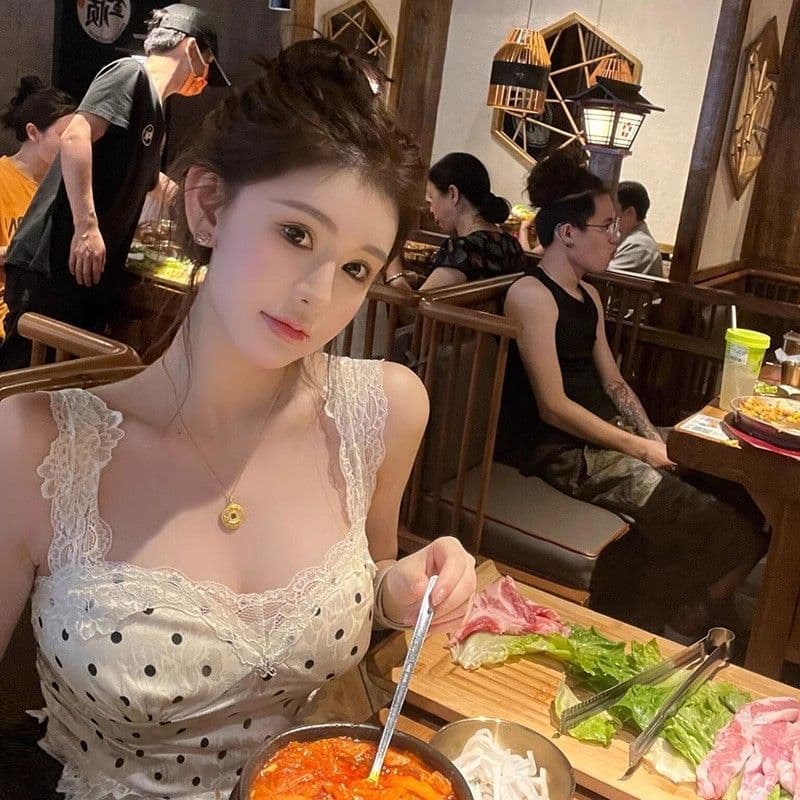 프랑스식 도트 무늬 레이스 조각 슬립 여성 여름 몸매 가꾸기 인사이드 가져 가라. 달콤한 핫걸 민소매 조끼 쇼트 스타일 작은 맨위 상세 이미지 9