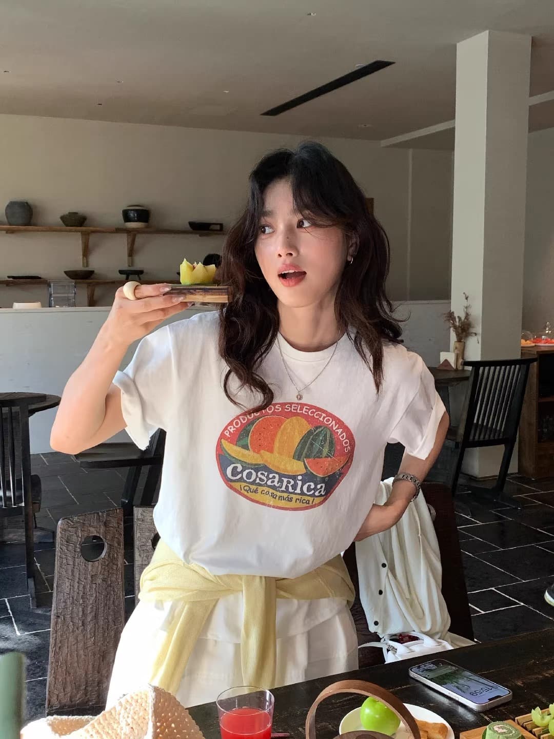 한 부서 순면 2026 여름 새로운 bm 홍콩 느낌 루즈핏 다용도 맨위 chic 만화 프린트 반팔 티셔츠 여성 상세 이미지 4