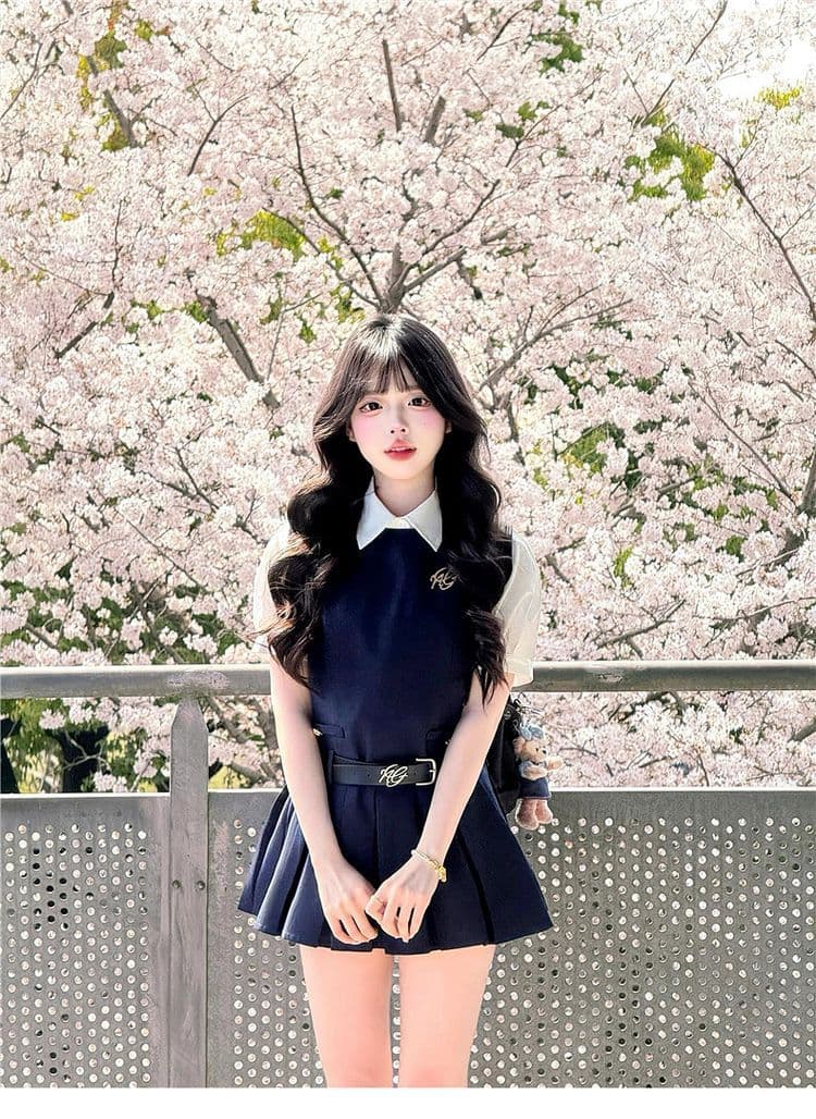 학원 스타일 조끼 원피스 아이들 로드 중 여름 2026 새로운 폭발 작은 키 착용 가져 가라. 유니폼 세트 미니 스커트 상세 이미지 3