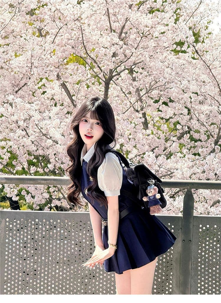 학원 스타일 조끼 원피스 아이들 로드 중 여름 2026 새로운 폭발 작은 키 착용 가져 가라. 유니폼 세트 미니 스커트 상세 이미지 5