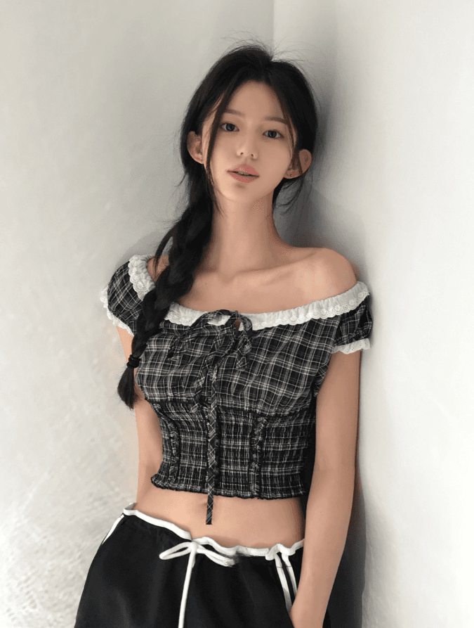 한국 chic 여름 연령 감소 레트로 작은 대중 디자인 센스 품격 패션 펌프 로프 네클라인 몸매 가꾸기 반팔 여성 셔츠 상세 이미지 2