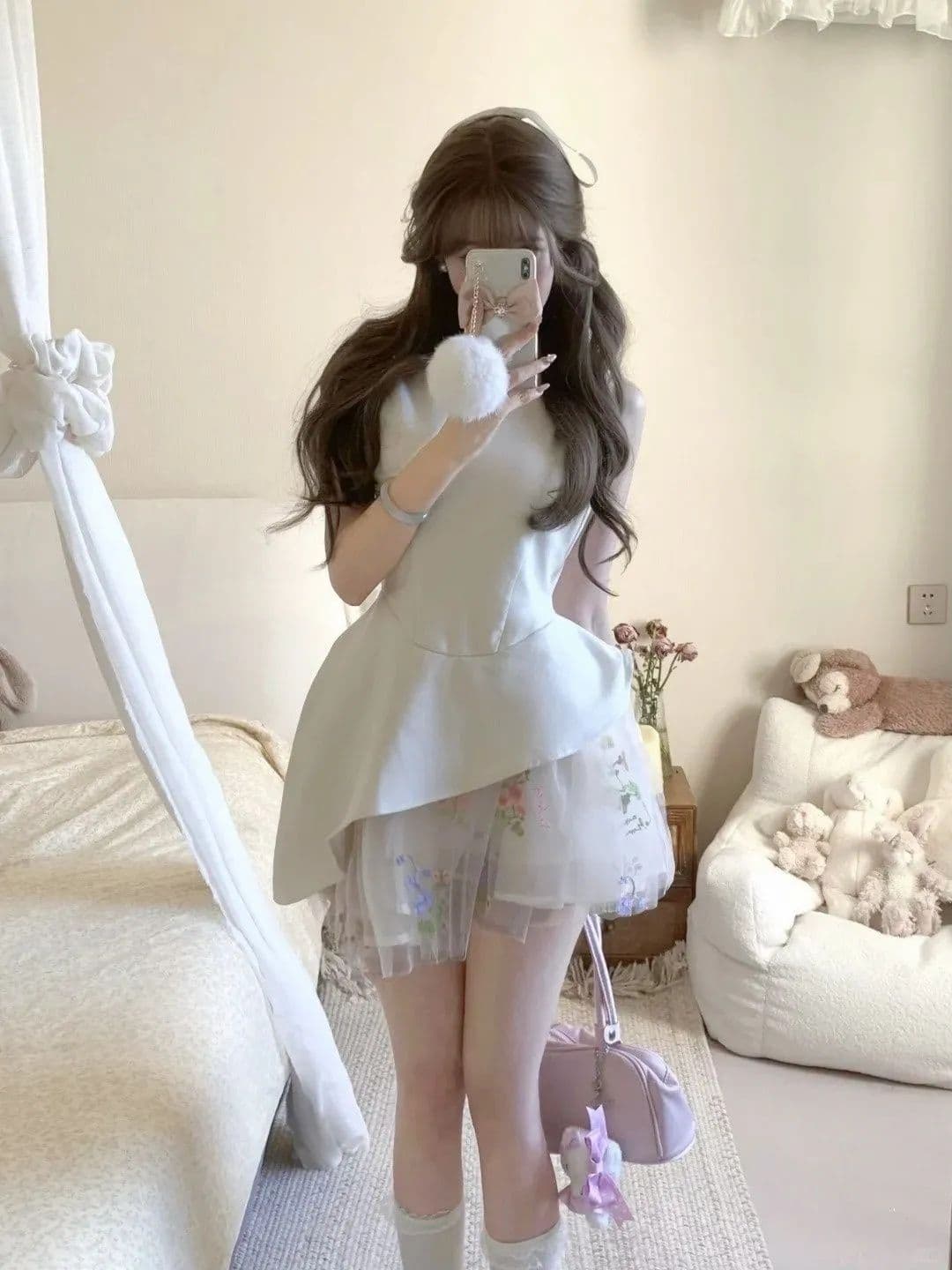 프랑스식 달콤함 패션 품격 불규칙 레이스 조각 조끼 여성 드레스 여름 허리 수축 퍼프 짧은 치마 상세 이미지 2