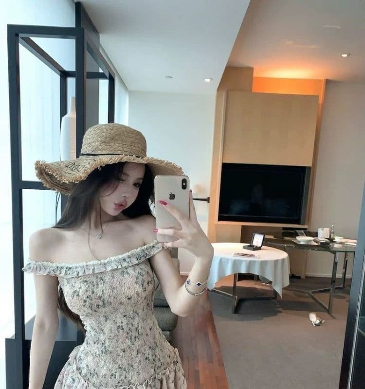 오프숄더 레트로 꽃무늬 민소매 여성 드레스 여름 프릴 몸매 가꾸기 치마 핫걸 허리 수축 한 마디 미니 스커트 상세 이미지 2
