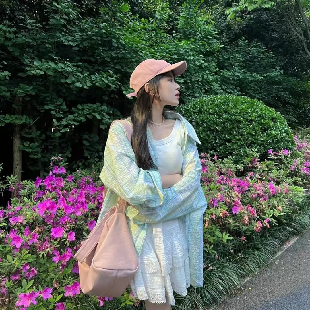 한 부서 chic 질감 체크무늬 녹색 셔츠 반팔 여성 여름 얇은 스타일 작은 대중 Chic 커플 섹션 셔츠 오픈 가디건