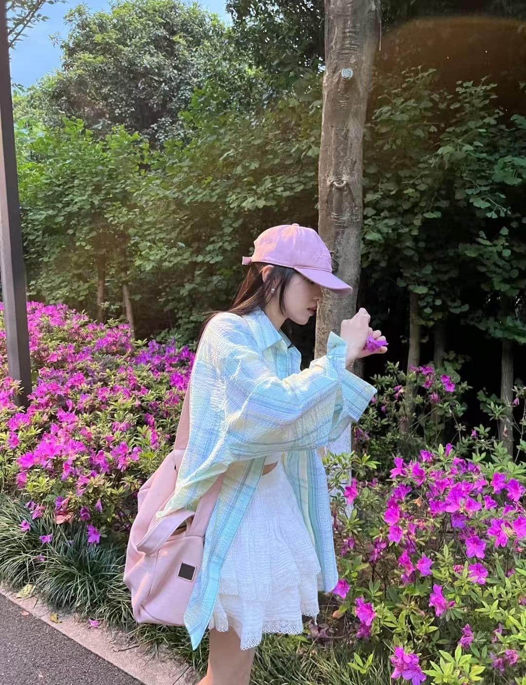 한 부서 chic 질감 체크무늬 녹색 셔츠 반팔 여성 여름 얇은 스타일 작은 대중 Chic 커플 섹션 셔츠 오픈 가디건 상세 이미지 11