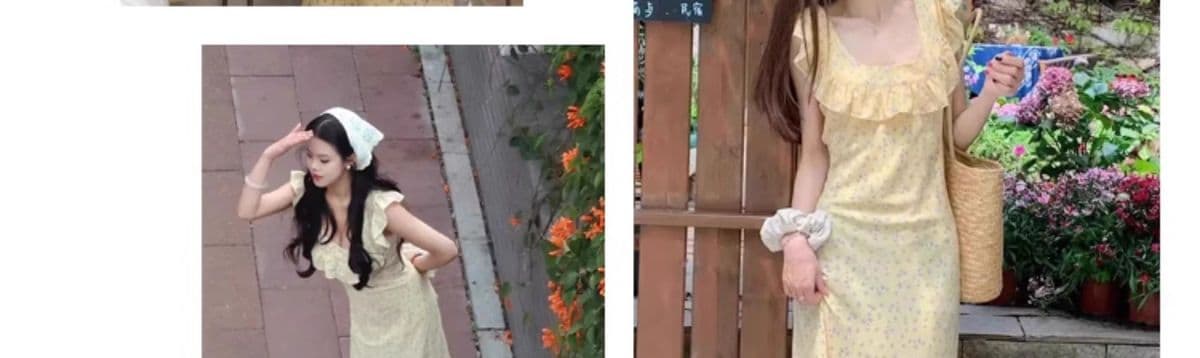 프랑스식 복잡한 고대 칼라 꽃무늬 드레스 몸매 가꾸기 여름 연꽃 잎 2026 새로운 품격 치마 롱 스커트 상세 이미지 2