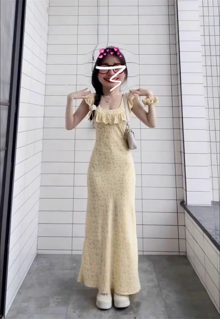 프랑스식 복잡한 고대 칼라 꽃무늬 드레스 몸매 가꾸기 여름 연꽃 잎 2026 새로운 품격 치마 롱 스커트 상세 이미지 10