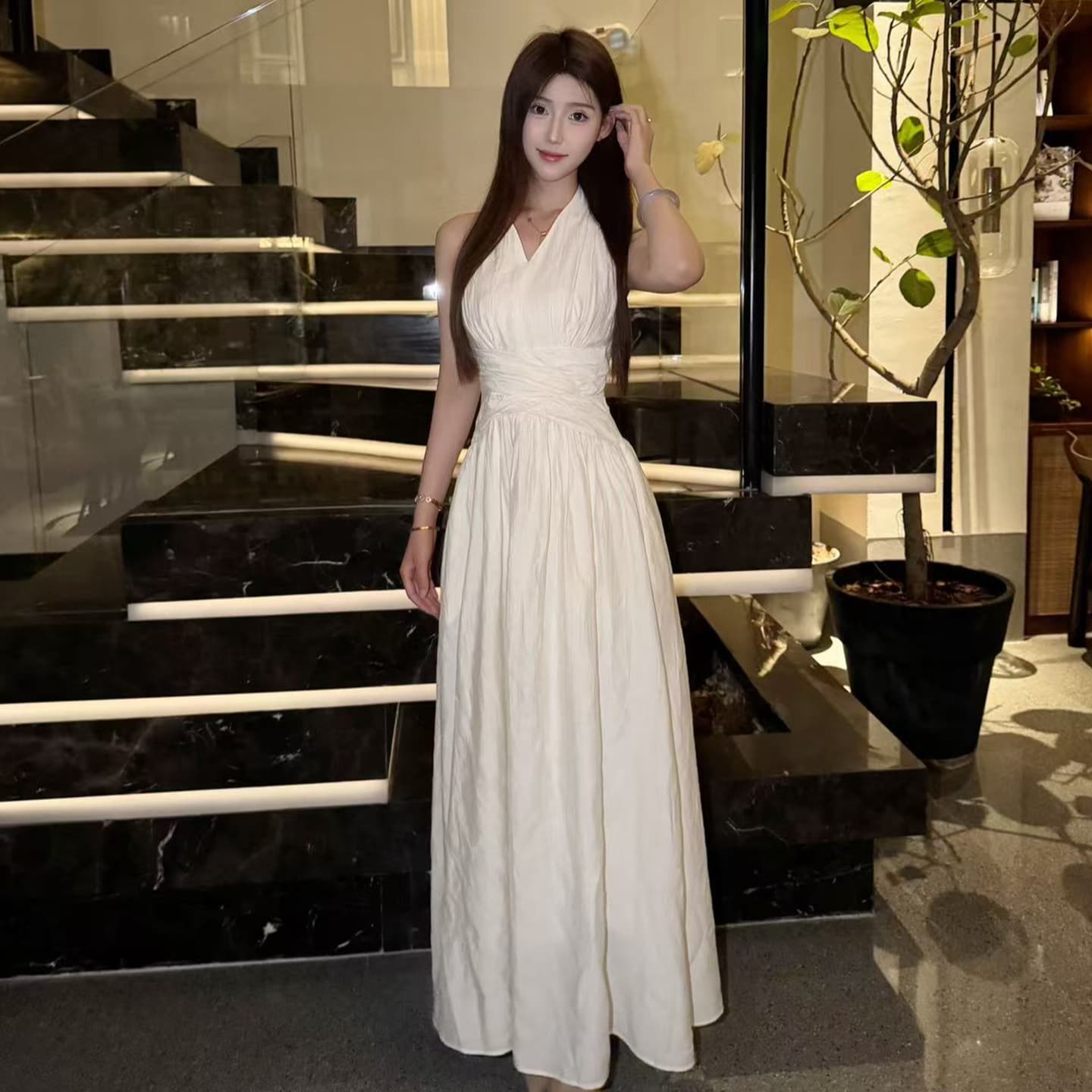 한 부서 아름다운 서리가 내린 부서 검정색 민소매 드레스 아이들 여름 2026 새로운 차 인사이드 차 가스 Chic 롱 스커트 이미지 3