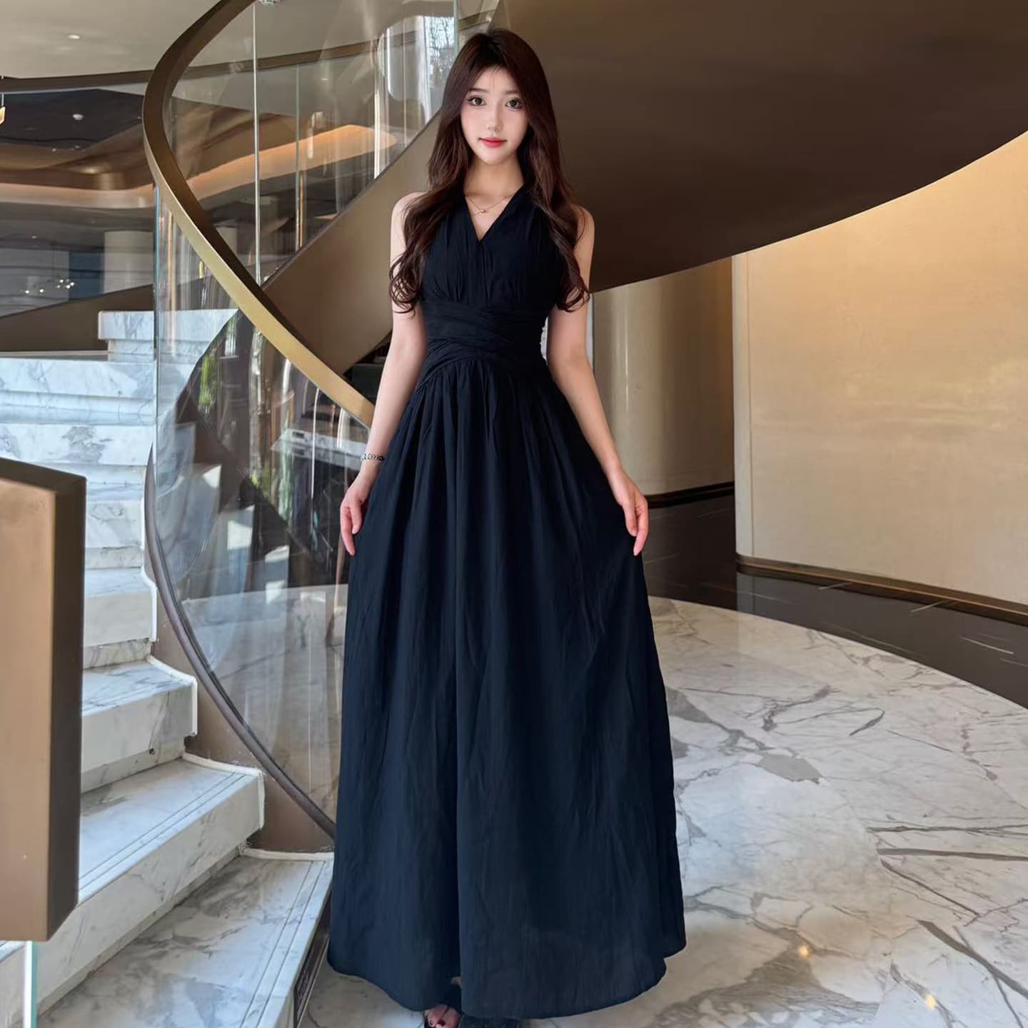 한 부서 아름다운 서리가 내린 부서 검정색 민소매 드레스 아이들 여름 2026 새로운 차 인사이드 차 가스 Chic 롱 스커트 이미지 2
