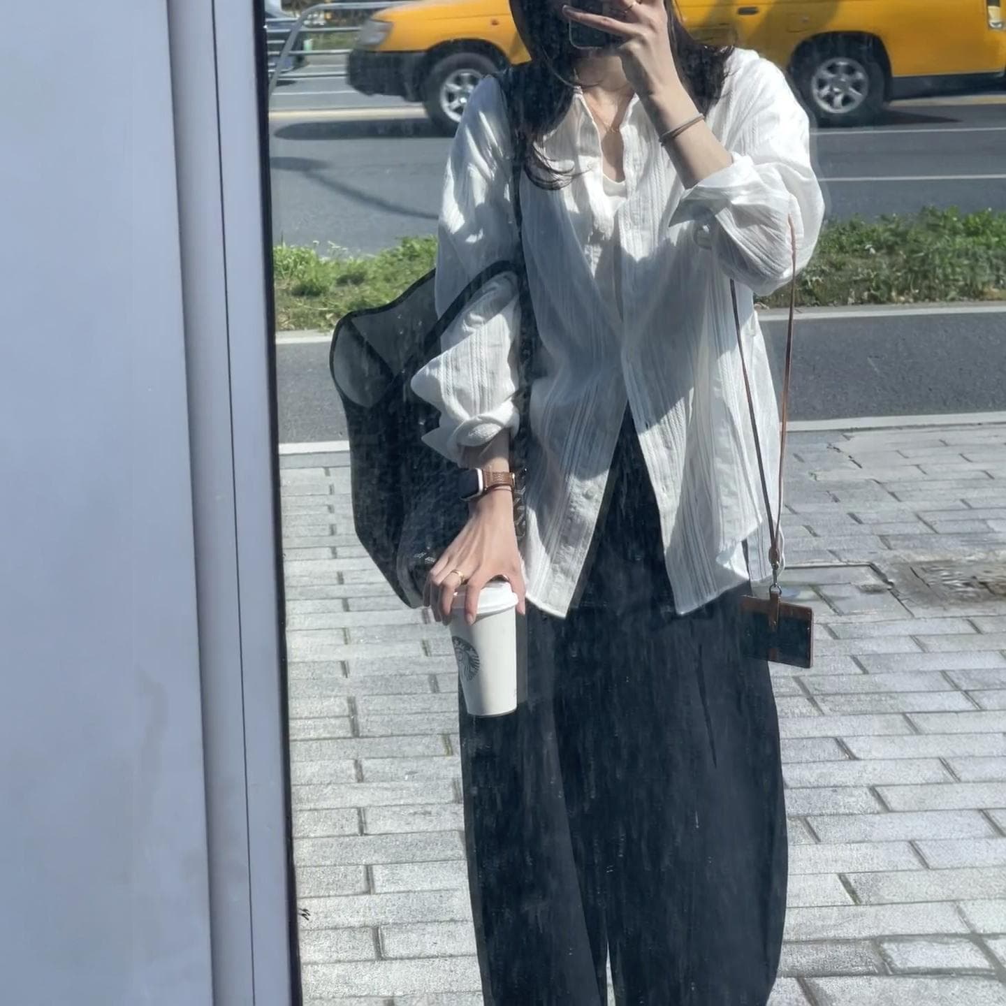 경관 그림 면 순면 세로 줄무늬 여성 셔츠 봄 여름 캐주얼 셔츠 긴팔 자외선 차단 맨위 재킷 상세 이미지 16