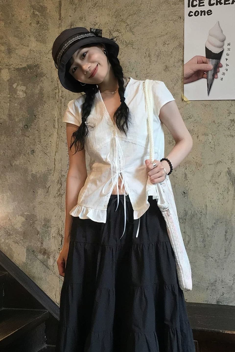 2026 디자인 센스 반팔 여성 셔츠 여름 레이스 레이스 레이스업 작은 셔츠 몸매 가꾸기 슬림해 보이는 맨위 이미지 7