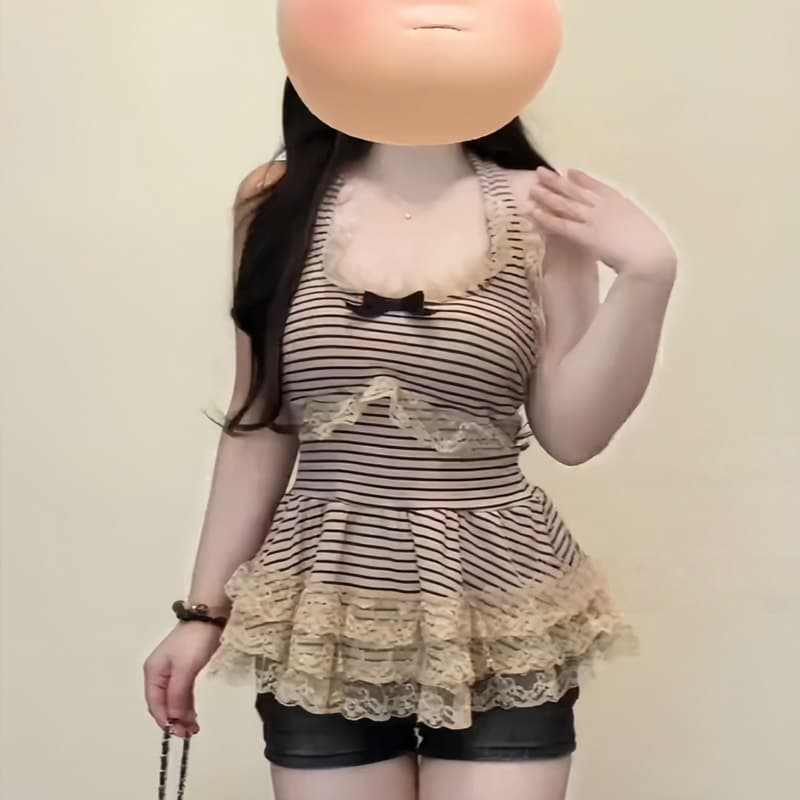 벨트 가슴 패드 무거운 작업 레이스 나비 매듭 부드러운 바람 자이언트 잘 생긴 행침 목 허리 수축 작은 대중 캐미솔 맨위