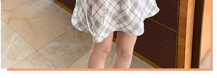 봄 여름 품격 V넥 민소매 슬림해 보이는 여성 조끼 스커트 프랑스식 디자인 센스 체크무늬 드레스 캐주얼 여성 여름 드레스 상세 이미지 8