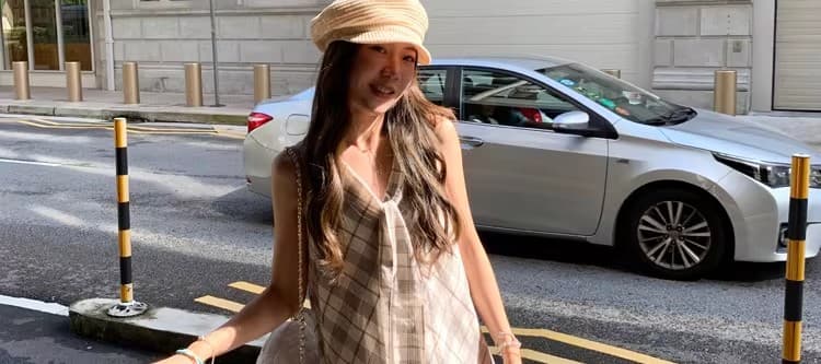 봄 여름 품격 V넥 민소매 슬림해 보이는 여성 조끼 스커트 프랑스식 디자인 센스 체크무늬 드레스 캐주얼 여성 여름 드레스 상세 이미지 40