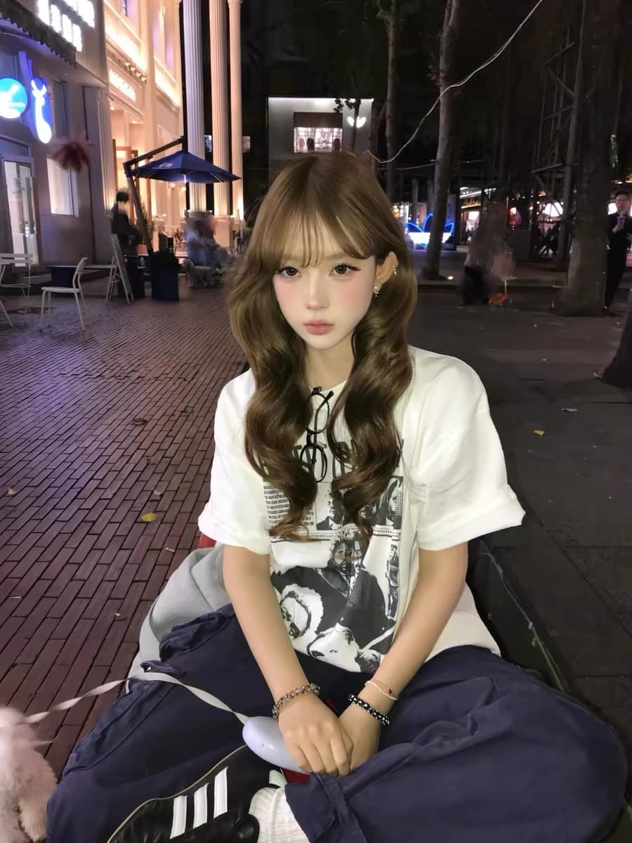 순면 이후 패키지 칼라 bm 조수 브랜드 인터넷 유명인 한국 스타일 하라주쿠 와이드 바람 소나무 맨위 캐주얼 프린트 연령 감소 반팔 티셔츠 여성 상세 이미지 2